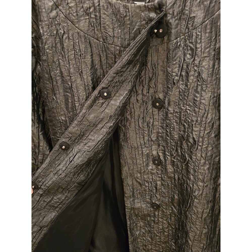 Apostrophe Textured Button Front Jacket Black 3/4… - image 2